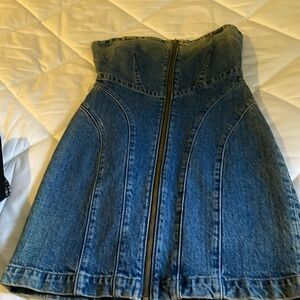 Strapless jean mini dress